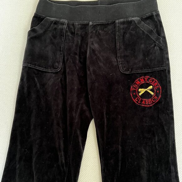 Vtg Y2K Tommy Girl Womens Velour Velvet Lounge Pants Pockets 90s Medium READ - Picture 2 of 9